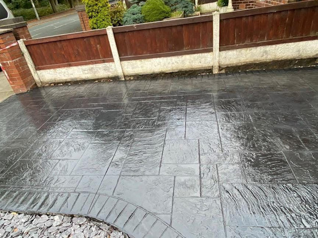 New Pattern Imprinted Concrete Driveway in Salford Manchester